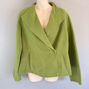Eileen Fisher Moss Green Felted Draped Jacket Medium Wool Cashmere Quite Luxury
